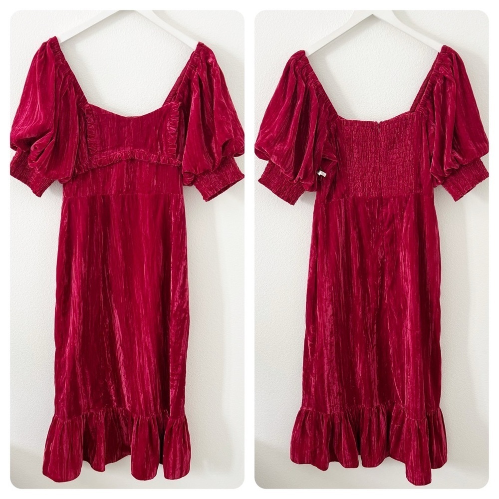 NWT Adelyn Rae Kiani Textured Velvet Berry Red Midi Dress Size Medium M